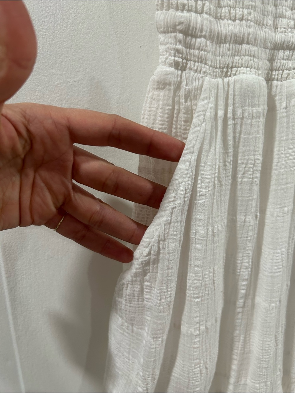 Kivari Serena Shirred Cotton Midi Dress In White - Picture 4 of 11